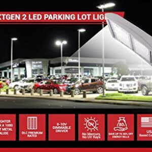 300 Watt LED NextGen II Parking Lot Lights – 40,000 Lumens – Super Efficiency 130 Lumen to Watt - 5000K - with Photocell - Silver/Gray Housing