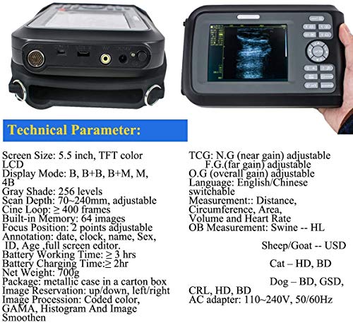 Portable Ultrasound Scanner for Veterinary,Digital PalmSmart Ultrasonic Scanner Veterinary Pregnancy V8 with Rectal Probe for Large Animals like Cattle, Horse, Camel, Equine, Goat, Cow and Sheep