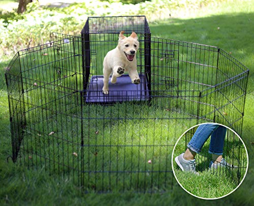 Puppy Pet Playpen 8 Panel 24 Inch Indoor Outdoor Metal Portable Folding Animal Exercise Dog Fence Ideal for Pet Animals Dog Cat Rabbit Breed Puppy (24" x 24" x 8)