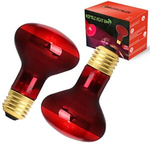 fiveage 75w red heating light infrared bulb uva spot heat lamp for reptile and amphibian use - lizard tortoise spider snake chameleon 2 pack
