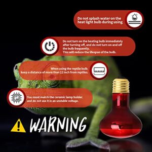 FIVEAGE 75W Red Heating Light Infrared Bulb UVA Spot Heat Lamp for Reptile and Amphibian Use - Lizard Tortoise Spider Snake Chameleon 2 Pack