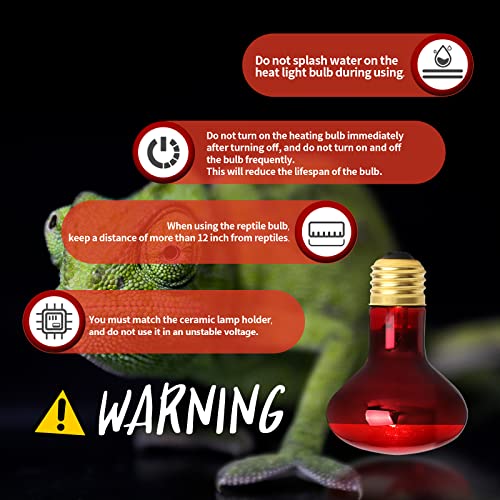 FIVEAGE 75W Red Heating Light Infrared Bulb UVA Spot Heat Lamp for Reptile and Amphibian Use - Lizard Tortoise Spider Snake Chameleon 2 Pack
