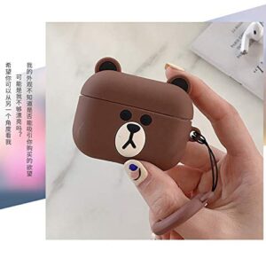 Jowhep Case for AirPod Pro 2019/Pro 2 Gen 2022 Cartoo Cute Silicone Cover Fashion Funny Animal Soft Protective Keychain Skin for Air Pods Pro Girls Boys Kawaii Shell Cases for AirPods Pro Brown Bear