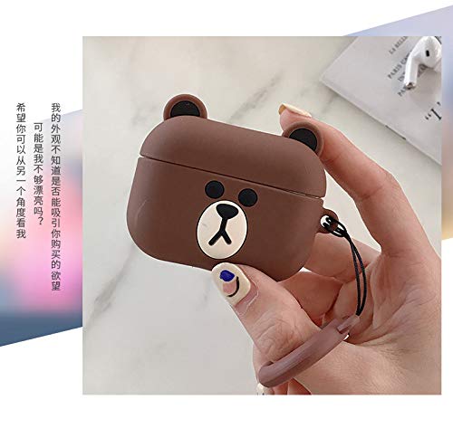 Jowhep Case for AirPod Pro 2019/Pro 2 Gen 2022 Cartoo Cute Silicone Cover Fashion Funny Animal Soft Protective Keychain Skin for Air Pods Pro Girls Boys Kawaii Shell Cases for AirPods Pro Brown Bear