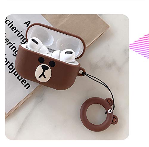 Jowhep Case for AirPod Pro 2019/Pro 2 Gen 2022 Cartoo Cute Silicone Cover Fashion Funny Animal Soft Protective Keychain Skin for Air Pods Pro Girls Boys Kawaii Shell Cases for AirPods Pro Brown Bear