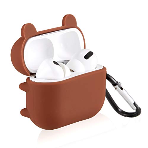 Jowhep Case for AirPod Pro 2019/Pro 2 Gen 2022 Cartoo Cute Silicone Cover Fashion Funny Animal Soft Protective Keychain Skin for Air Pods Pro Girls Boys Kawaii Shell Cases for AirPods Pro Brown Bear