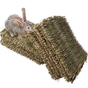 pinvnby rabbit mat for cages woven bunny grass bed nest chew toy bed for hamsters parrot hedgehog guinea pig bunny and other small animals (12 pack)