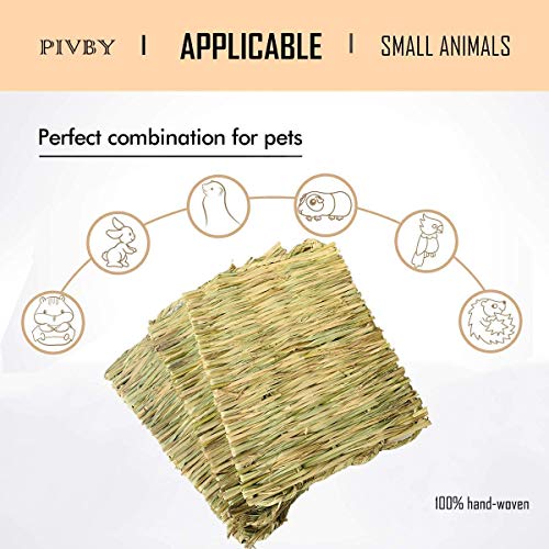 PINVNBY Rabbit Mat for Cages Woven Bunny Grass Bed Nest Chew Toy Bed for Hamsters Parrot Hedgehog Guinea Pig Bunny and Other Small Animals (12 Pack)