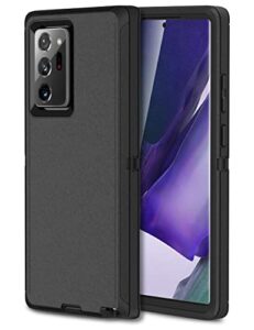 mxx galaxy note 20 ultra heavy duty protective case with [3 layers] rugged rubber shockproof protection cover for galaxy note 20 ultra (black)