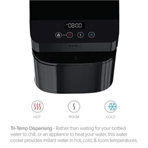 Brio Moderna UV Self Cleaning Bottleless Water Cooler Dispenser with Filtration – Adjustable Temperature – Digital Clock – LED Nightlight – Tri Temp Hot, Cold, and Room, Black Stainless Steel