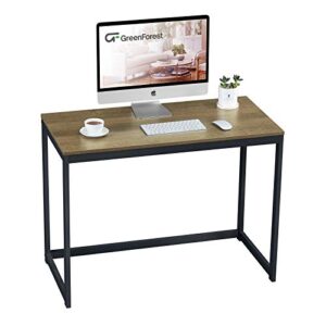 greenforest computer desk for small space modern home office computer desk 40 inch simple pc laptop study table workstation, brown