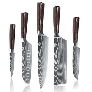 dfito kitchen chef knife sets, 3.5-8 inch set boxed knives 440a stainless steel ultra sharp japanese knives, 5 pieces knife sets for professional chefs