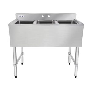 profeeshaw nsf 3 compartment sink commercial of stainless steel with 10'' x 14'' x 10'' bowl bar utility basin for restaurant, bar, utility room and garage