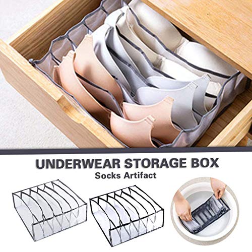 Closet Underwear Organizer Drawer Divider for Women, 6 Cell Bra Organizers Mesh Bins, Good for Sorting Storage lingerie Bras CupA-D (Grey)