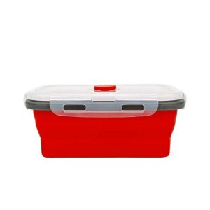 CARTINTS Set of 3 Collapsible Silicone lunch Container, Collapsible Food Containers Set, Food Grade Reusable Meal Prep Containers, Microwave freezer Safe, Red 350ml-500ml-800ml