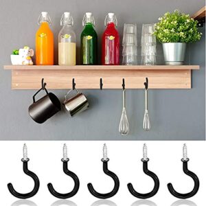 50PCS Multi-Function Wall Hooks Garage Hooks Cup Hooks for Indoors Outdoors (Black, 1-1/2 inch)