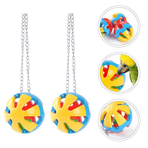 balacoo 2Pcs Bird Hanging Ball Chewing Treat Toy Cage Play Toy for Parrot Parakeet Cockatiel Conure