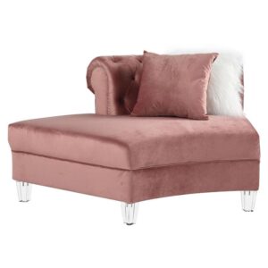 Acme Furniture Velvet Upholstered Sectional Sofa with 7 Pillows, Pink