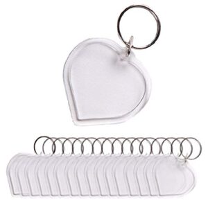 25pcs heart-shaped acrylic blank passport photo image inserts split keychain keyrings wallet friendly picture frame key ring key holder