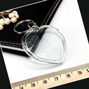 25PCS Heart-Shaped Acrylic Blank Passport Photo Image Inserts Split Keychain Keyrings Wallet Friendly Picture Frame Key Ring Key Holder