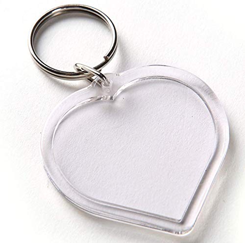 25PCS Heart-Shaped Acrylic Blank Passport Photo Image Inserts Split Keychain Keyrings Wallet Friendly Picture Frame Key Ring Key Holder