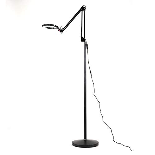 Floor lamp LED Floor Light Skincare Tattoo Manicure Beauty Spa Makeup Light Warm Desk Reading Light Bedroom Living Room Desk Lamp/White Floor Light (Color : Black)