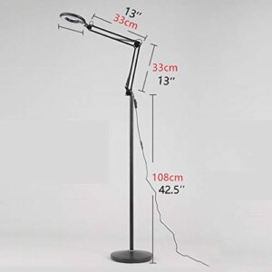 Floor lamp LED Floor Light Skincare Tattoo Manicure Beauty Spa Makeup Light Warm Desk Reading Light Bedroom Living Room Desk Lamp/White Floor Light (Color : Black)