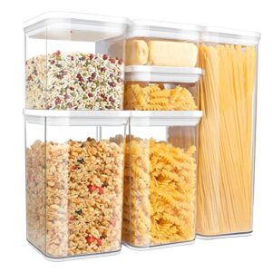 TBMax Airtight Food Storage Containers, Set of 6 BPA-Free AS Plastic Cereal Dispenser for Kitchen Pantry Organization and Storage