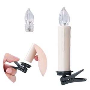 JOSU 12PCS Christmas LED Window Candles, Battery Operated Flameless Taper Christmas Candles Light with Remote Timer/Clips, Warm White Light for Home Indoor Outdoor Christmas Trees Decor