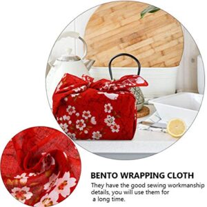 VALICLUD Bento Wrapping Cloth Cherry Flower Rabbit Printed Handkerchief Japanese Style Bento Lunch Bandana Cover Bag Decorative Table Cloth for Home Picnic Camping Outdoor Red