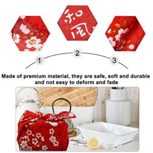 VALICLUD Bento Wrapping Cloth Cherry Flower Rabbit Printed Handkerchief Japanese Style Bento Lunch Bandana Cover Bag Decorative Table Cloth for Home Picnic Camping Outdoor Red