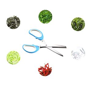 2PCS Stainless Steel Herb Scissors with 5 Blades, Multipurpose Kitchen Cutting Shearring Mincer Tool with Cleaning Comb, Ideal Garden Gadgets for Shredding Vegetables, Paper, Basil, Parsley, Cilantro