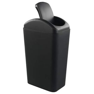 hespama slim trash can, 14l black swing lid garbage bin for narrow space