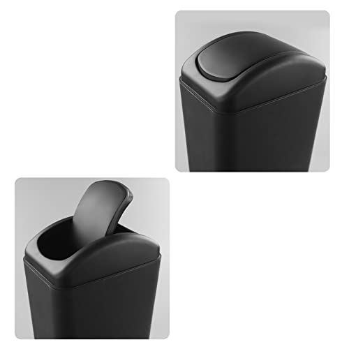 Hespama Slim Trash Can, 14L Black Swing Lid Garbage Bin for Narrow Space