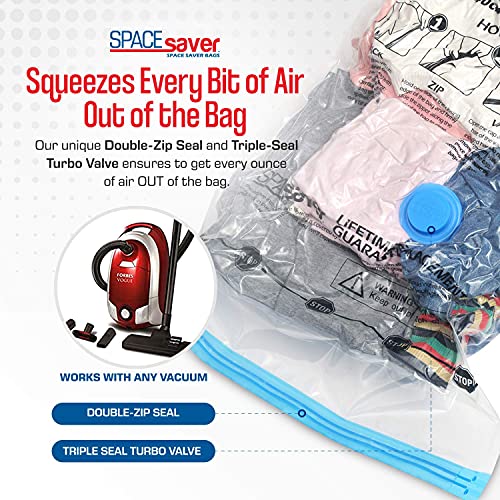 Spacesaver Vacuum Storage Bags (Electric Pump + Variety 10-Pack) Save 80% on Clothes Storage Space - Vacuum Sealer Bags for Comforters, Blankets, Bedding, Clothing - Compression Seal for Closet Storage.