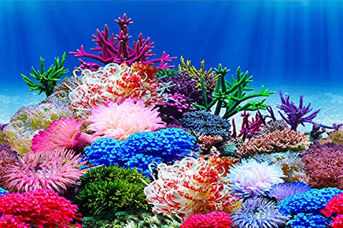 ELEBOX New 20" x 48" Fish Tank Background Stickers Wallpaper 2 Sided Seaweed Water Plants Aquarium Background Decoration