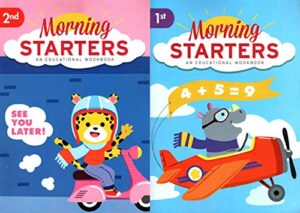 first grade & second grade - morning starters educational workbooks - set of 2 books - v11