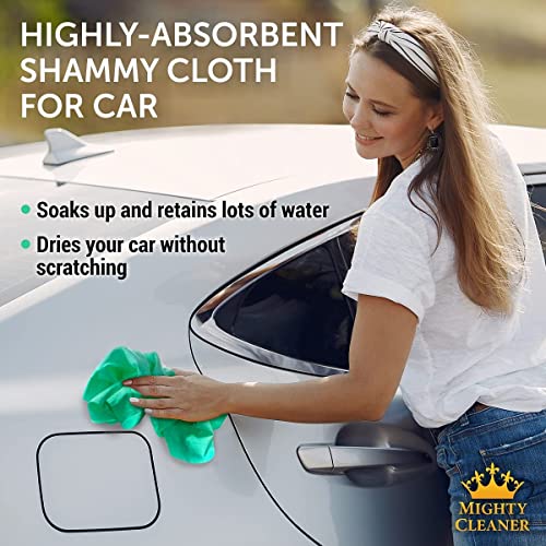 Premium Chamois Cloth for Car - 2pk +1 Free Shammy Towel for Car - 26”x17” - Super Absorbent Reusable Car Shammy Towel - Scratch-Free