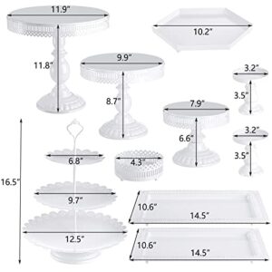 Hedume 10-Set Cake Stands, Metal Cupcake Stand Set with Multiple Combination Styles, Dessert Plate Cake Serving Tray Candy Fruit Display Tower for Wedding, Birthday Party, Anniversary, Baby Shower