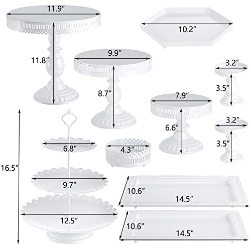 Hedume 10-Set Cake Stands, Metal Cupcake Stand Set with Multiple Combination Styles, Dessert Plate Cake Serving Tray Candy Fruit Display Tower for Wedding, Birthday Party, Anniversary, Baby Shower