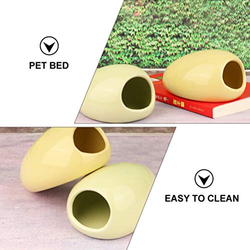 POPETPOP Guinea Pig Hamster Hideout Ceramic Cartoon Hamster House Chinchilla Mini Hut Small Pet Animals Hideout Cage House Summer Cool Hideout Guinea Pig Bedding