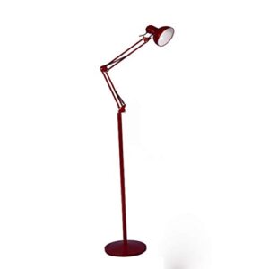 floor lamp led floor lamp long arm folding wrought iron floor light modern simple round lampshade reading lamp bedroom living room floor light (color : maroon, size : remote control)