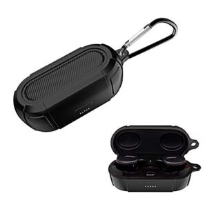 wqnide bose sport earbuds case silicone protective cover [front led visible] soft skin designed for bose sport earbuds with keychain (black)