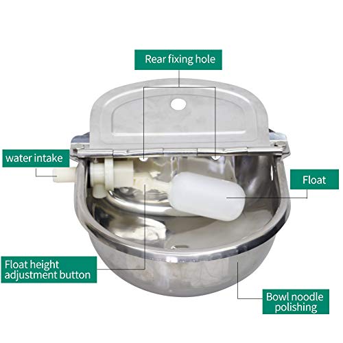 MODUODUO Automatic Water Trough Dog Feeder Bowl with 39" Length Pipe & Float for Cattle Horse Goat Sheep Animals Stainless Pet Livestock Tool