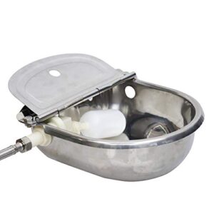 MODUODUO Automatic Water Trough Dog Feeder Bowl with 39" Length Pipe & Float for Cattle Horse Goat Sheep Animals Stainless Pet Livestock Tool