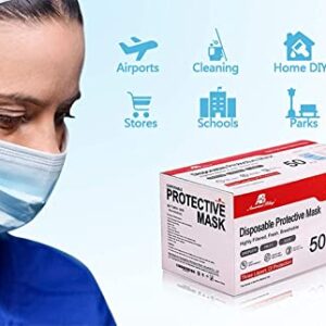 2000 PCS Wholesale Bulk Disposable Face Mask (40 Packs, 50pcs/Pack), 3-Layers Breathable Face Masks with Adjustable Earloop for Business PPE