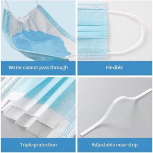 2000 PCS Wholesale Bulk Disposable Face Mask (40 Packs, 50pcs/Pack), 3-Layers Breathable Face Masks with Adjustable Earloop for Business PPE