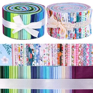 80pcs roll up cotton fabric quilting strips, jelly roll fabric, cotton craft fabric bundle, patchwork craft cotton quilting fabric, cotton fabric, quilting fabric with different patterns for crafts