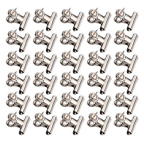 Z ZICOME 1.2" Metal Clips with Pins for Cork Boards, Bulletin Boards, Silver, 30 Pack