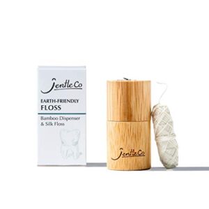 jentleco bamboo floss dispenser and biodegradable silk floss (33 yd / 30 m) - earth friendly, refillable, unflavored, plastic-free, zero-waste
